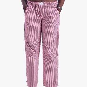 Women Striped Elastic High Waist Straight Wide Leg Lounge Pj Pant